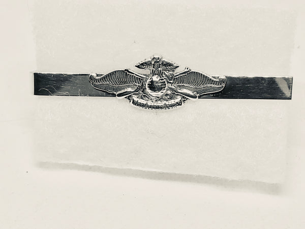 Fleet Marine Force Tie Clip with Spring Clasp, Sterling Silver