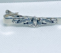 Submarine Warfare "Dolphins" Tie Clasp, Sterling Silver