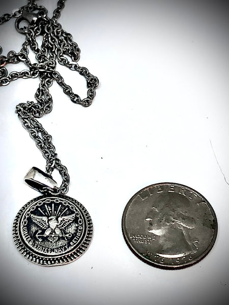 US  Navy 20 year retirement pendant, sterling silver